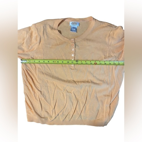 Talbots Women’s Linen Blend Plus Size 1X Pale Orange Sweater Sleeve Pocket - Picture 4 of 11